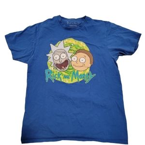 Ripple Junction Mens Blue Rick and Morty Graphic Print Pullover T Shirt Size M‎